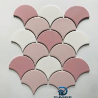 Gạch mosaic vảy cá mix 3 màu trắng - hồng - hồng nhạt