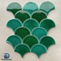 Gạch mosaic vảy cá mix 3 màu xanh lá cây - xanh đậm - xanh ngọc