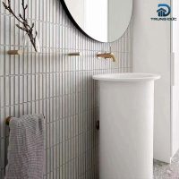 Gạch mosaic que mặt lõm màu trắng sữa 20x145 mm 8 Gạch mosaic ốp tường phòng tắm