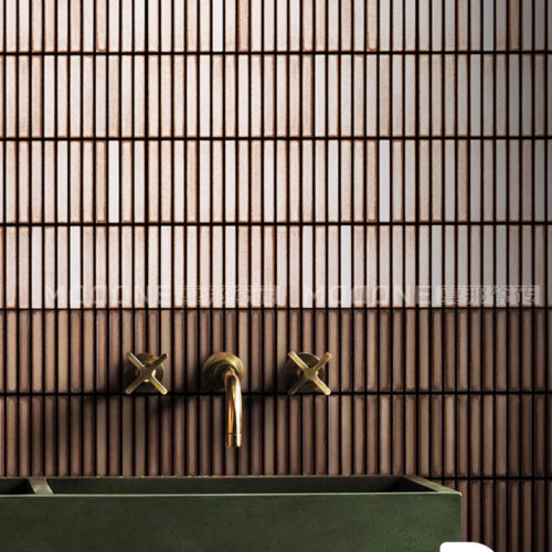 Gạch mosaic ốp tường phòng tắm màu be