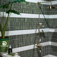 Gạch mosaic ốp tường phòng tắm màu xanh rêu