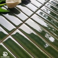 Gạch mosaic que màu xanh ngọc 20x150 mm 3 Gạch mosaic que đũa màu xanh lá cây