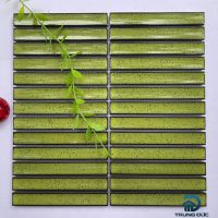 Gạch mosaic que mặt lõm màu xanh cốm 20x145 mm