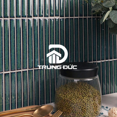 Gạch mosaic trang trí tường bếp màu xanh