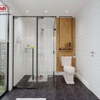 Phòng tắm kính Fendi FMG-3X3 góc vuông 2 vách 1100x900mm phụ kiện hoàn thiện màu đen