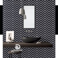 Gạch bông xương cá đen sọc trắng 20x20 cm