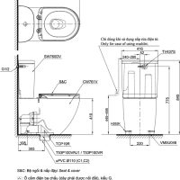 Bồn Cầu Rửa Cơ TOTO CS761DE5 Nắp TCW09S 3 Bản vẽ CS761DE5