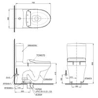 Bồn Cầu Rửa Cơ TOTO CS945DNE2 Nắp TCW07S 3 Bản vẽ CS945DNE2