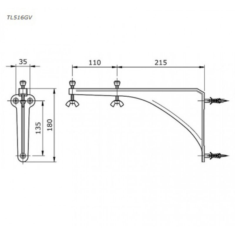 Bản vẽ bộ giá đỡ lavabo âm bàn TOTO TL516GV