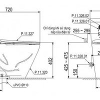 Bản vẽ kỹ thuật bồn cầu Viglacera Platinum P.11.350