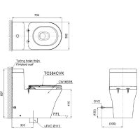 Bồn Cầu TOTO CW166RB/TC384CVK Liền Khối 11 Bản vẽ kỹ thuật