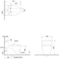 Bản vẽ kỹ thuật bàn cầu liền khối Caesar C1353