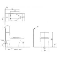Bản vẽ kỹ thuật bồn cầu liền khối Caesar CD1356