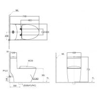Bồn cầu rửa cơ Caesar CD1363/TAF060 1 khối 3 Bản vẽ kỹ thuật bàn cầu liền khối Caesar CD1363