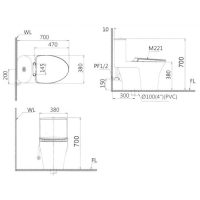 Bản vẽ kỹ thuật bồn cầu Caesar CD1395