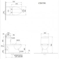 Bản vẽ kỹ thuật bệt hai khối Caesar CD1530