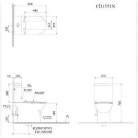 Bản vẽ kỹ thuật bàn cầu hai khối Caesar CD1551