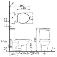 Bản vẽ kỹ thuật bệt hai khối Caesar CDS1325