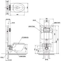 Bồn Cầu Treo Tường Thông Minh TOTO CW812RA/TCF4911Z 3 Bản vẽ cw812ra