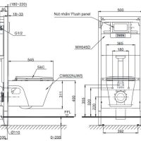 bản vẽ bồn cầu treo tường TOTO CW822RA/TC385VS