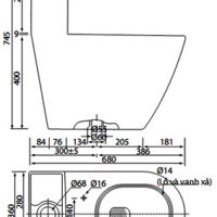 Bản vẽ kỹ thuật bồn cầu Viglaera V199