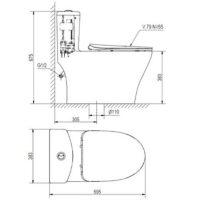Bồn cầu 1 khối Viglacera V36 xả nhấn nắp êm, tặng xịt VG826 5 Bản vẽ kỹ thuật bồn cầu Vigacera V36