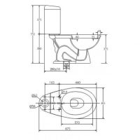 Bồn cầu 2 khối Viglacera VT34 xả nhấn nắp êm 3 Bản vẽ kỹ thuật bồn cầu Viglacera VT34