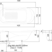 Bản vẽ kỹ thuật bồn tắm INAX MBV-1500