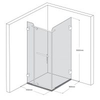 Phòng tắm kính Fendi FDG-1X3 vuông 2 vách 1100x900x2000mm 5 Bản vẽ kỹ thuật phòng tắm kính Fendi FDG-1X3