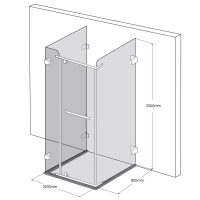 Bản vẽ kỹ thuật phòng tắm kính Fendi FDU–1X4