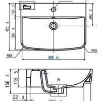 Chậu lavabo Viglacera CD58 Fansipan chân lửng 5 Bản vẽ kỹ thuật lavabo Viglacera CD58