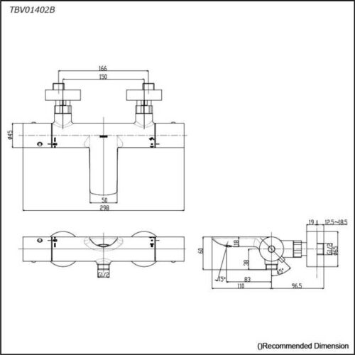 Củ sen nhiệt độ TOTO TBV01402BA xả bồn 5 Bản vẽ kỹ thuật củ sen nhiệt độ TOTO TBV01402BA