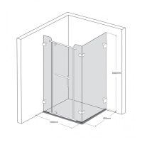 Bản vẽ kỹ thuật phòng tắm kính Fendi FDG-2X4 vuông góc cao 2 mét