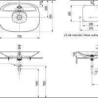 Bản vẽ kỹ thuật chậu rửa mặt INAX ALS640V