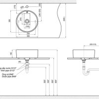 Bản vẽ kỹ thuật chậu rửa đặt bàn INAX L-295V