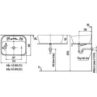 Bản vẽ kỹ thuật lavabo INAX AL-296V