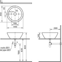 Bản vẽ kỹ thuật lavabo đặt bàn Inax L-445V