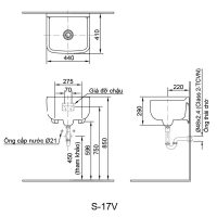Bản vẽ kỹ thuật lavabo INAX S-17V