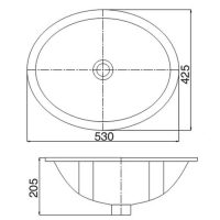 Bản vẽ kỹ thuật lavabo âm bàn Viglacera CA2