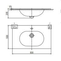 Bản vẽ kỹ thuật lavabo Viglacera P.22.690 dương vành
