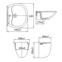 Chậu lavabo Viglacera V39 chân lửng 3 Bản vẽ kỹ thuật lavabo Viglacera V39