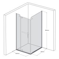 Bản vẽ kỹ thuật phòng tắm kính Fendi FIG-1X3
