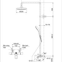 Bản vẽ kỹ thuật sen cây TOTO TBW01401BA TBW01401BB