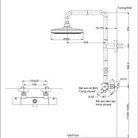 Sen cây TOTO TBW01402B TBW01402BB nhiệt độ 3 Bản vẽ kỹ thuật sen cây TOTO TBW01402B TBW01402BB nhiệt độ