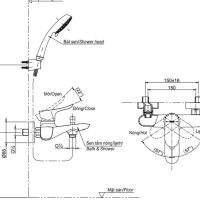 Bộ Sen Tắm TOTO TBG01302V/DGH104ZR Nóng Lạnh 9 Bản vẽ kỹ thuật van gật gù TOTO TBG01302V