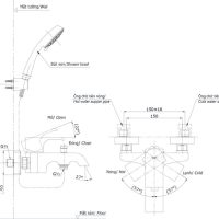 Bản vẽ kỹ thuật củ sen nóng lạnh TOTO TBG08302V