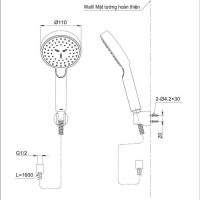 Bản vẽ kỹ thuật tay sen TOTO TBW07008A