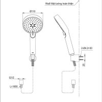 Bản vẽ kỹ thuật tay sen TOTO TBW07009A
