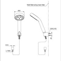 Bản vẽ kỹ thuật tay sen TOTO TBW07011A