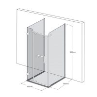 Bản vẽ kỹ thuật phòng tắm kính vuông 3 vách Fendi FIU-1X4